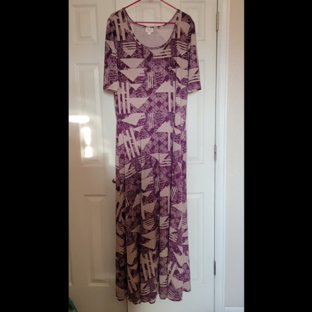 LulaRoe 3XL Ana Dress - Purple & off-white shapes
